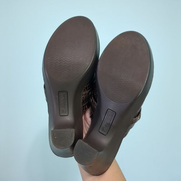 Sperry Top Sider Mule Brown Leather Croc Print Tie Platform Block Heel 7.5 - Picture 5 of 5